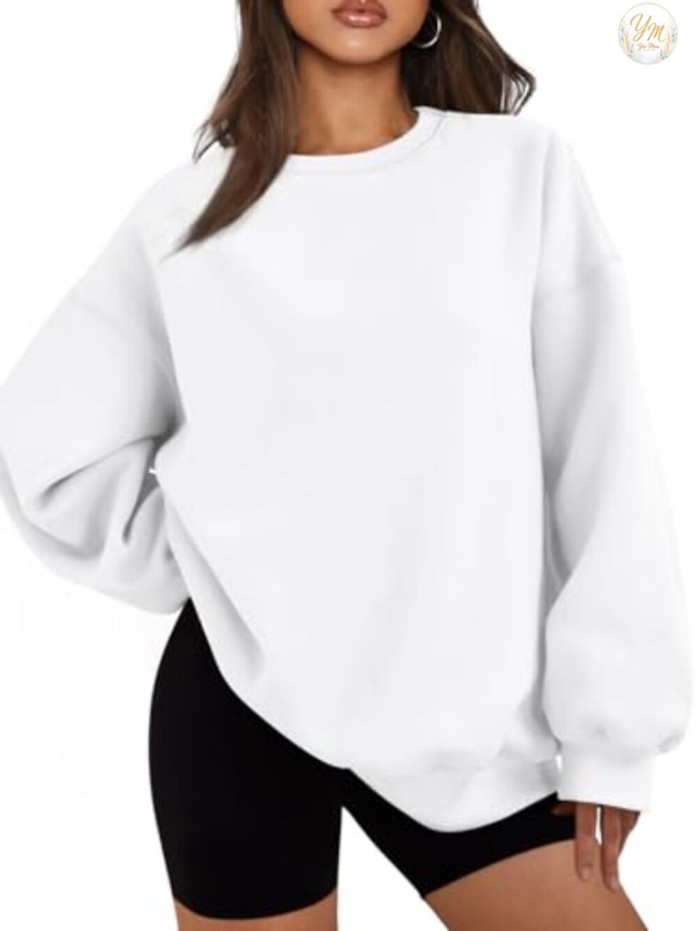 Oversized Crewneck Sweatshirt Polyester Cotton Fleece Lined Pullover
